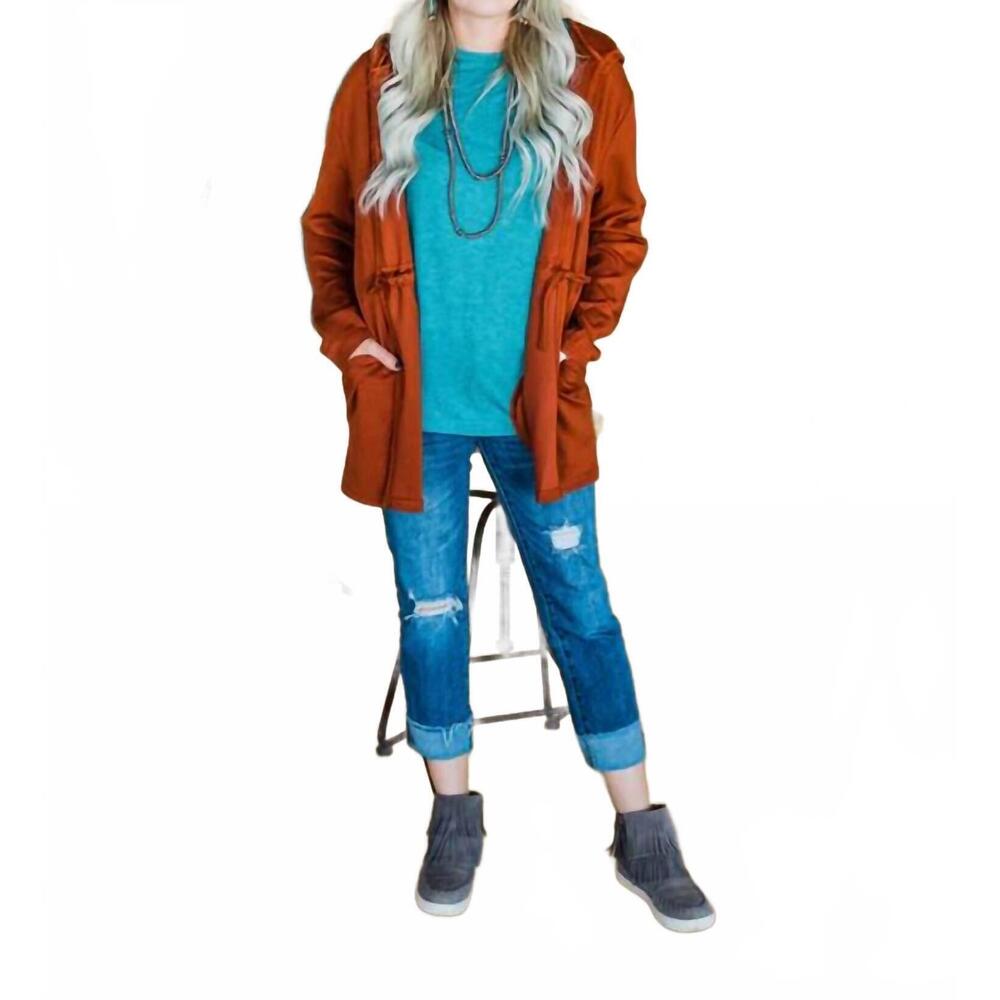 NEW 2FLYCO cuddle hooded cardigan in terracotta